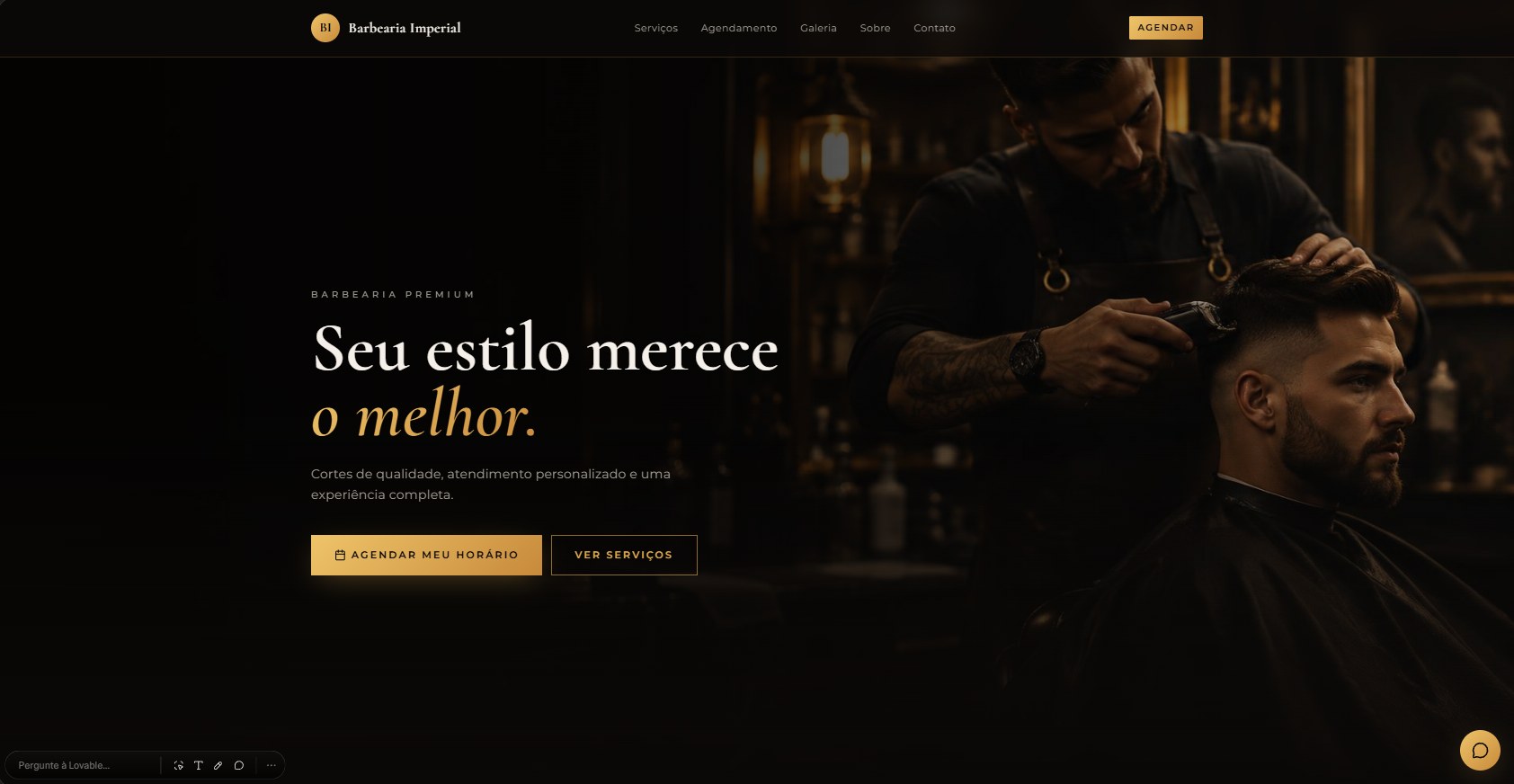 Captura do site Barbearia Imperial
